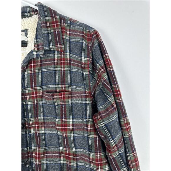 L.L. Bean Lumberjack Shirt Jacket Sherpa Lined Plaid Button Up Medium Regular - Picture 7 of 15